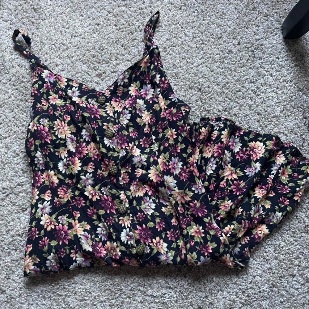 Vintage floral button down dress